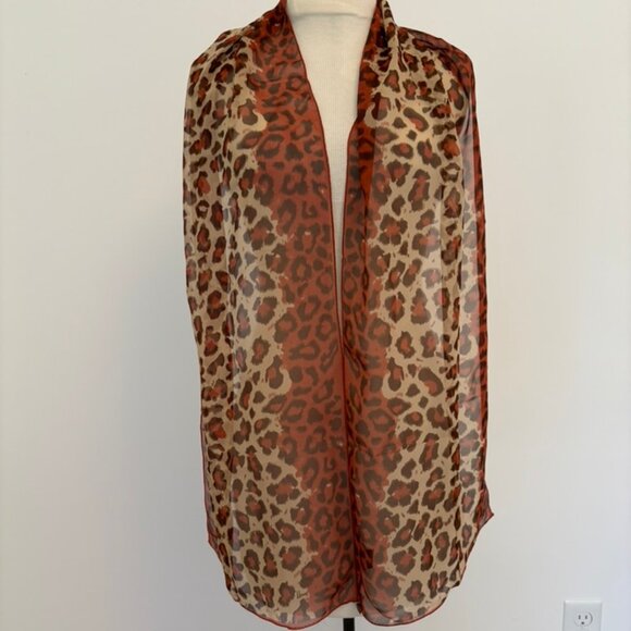 Vintage Signed Honey Brand Scarf 100% Silk Animal Print - Picture 1 of 12